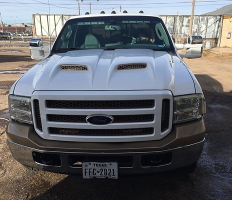 White Ford Super Duty truck front view