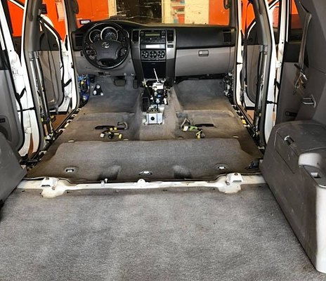 4Runner interior with carpet removed for deep clean
